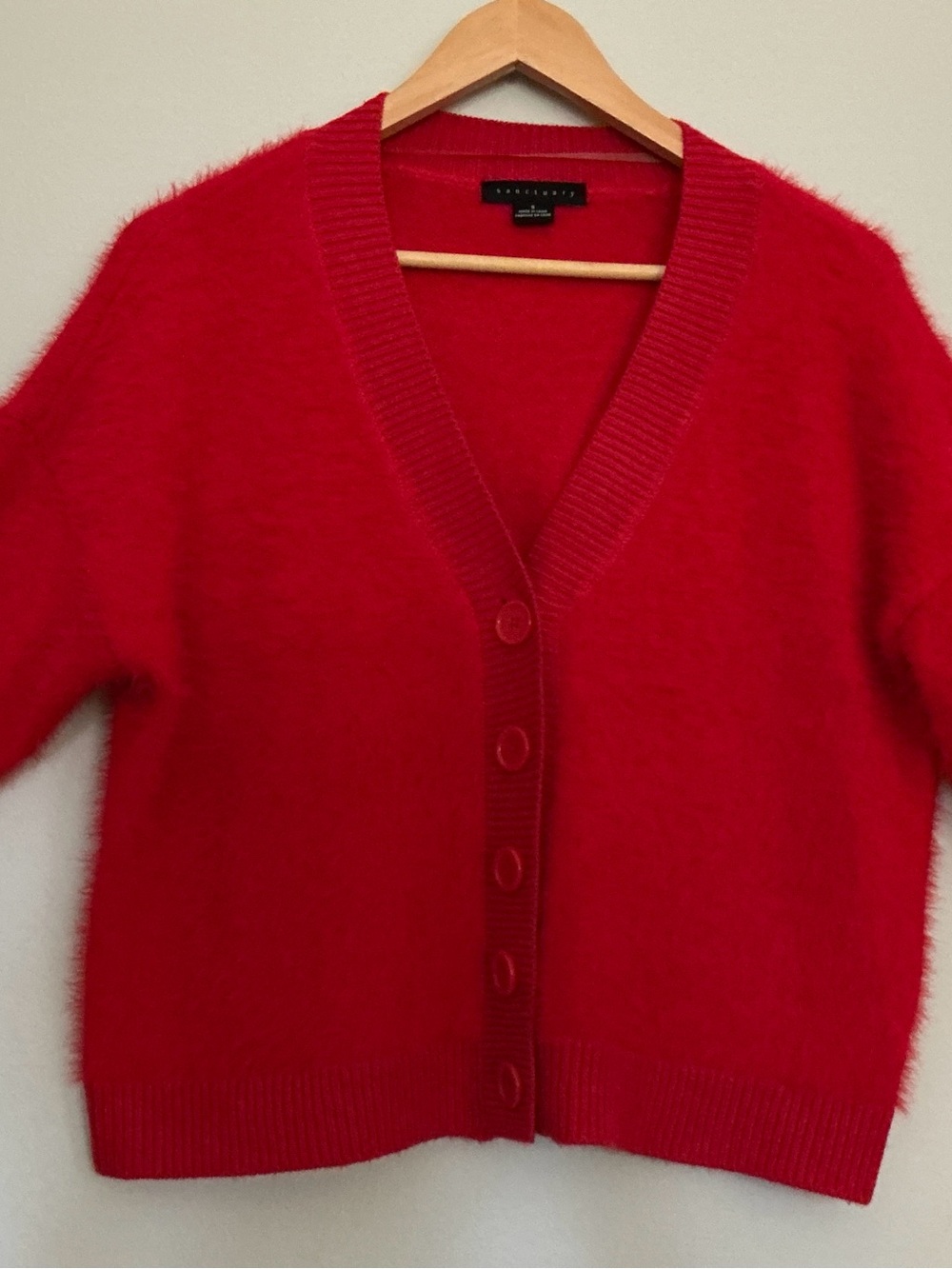 SANCTUARY adorable red fuzzy crop cardigan from SANCTUARY sz S